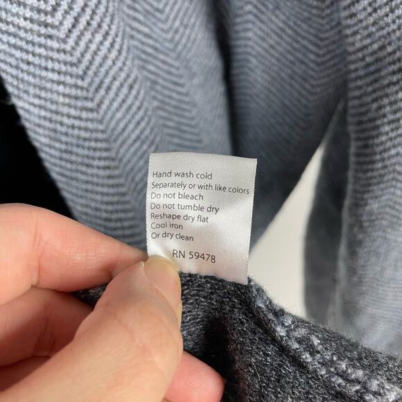 BENEDETTA B Size Medium Italy  Cardigan Sweater Herringbone Wool Cashmere Gray - Picture 8 of 9